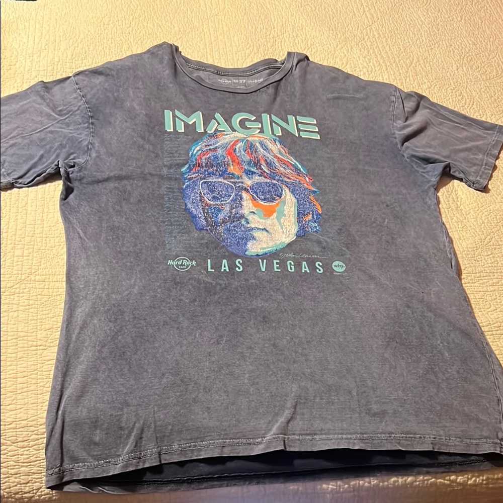 Hard Rock Cafe John Lennon Gray Imagine Las Vegas T-Shirt